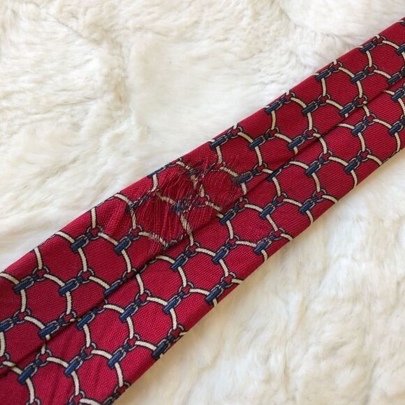Saks Fifth Ave 100% Silk Red Geometric Tie - Picture 5 of 5